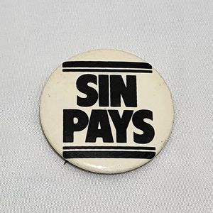 "Sin Pays" Vintage 1960s Original Pin White Black‎ Very Rare History Collectible
